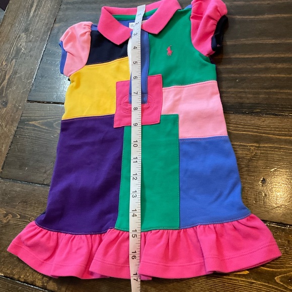 Ralph Lauren Kids Patchwork Polo Dress - Pink, Green, Blue, Yellow, Purple - Picture 5 of 8
